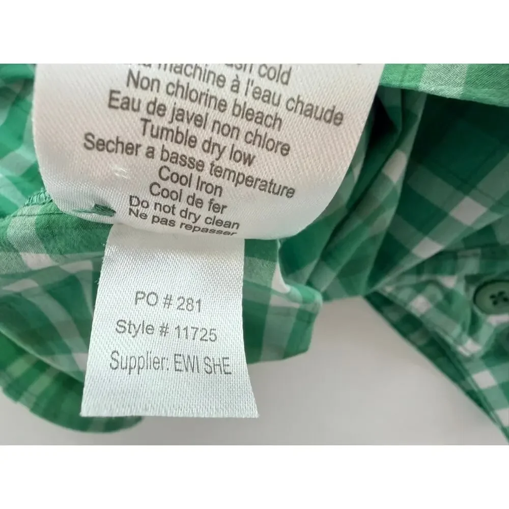 Mountain Khakis Plaid Green White Tech Long Sleeve Shirt Medium Button Up